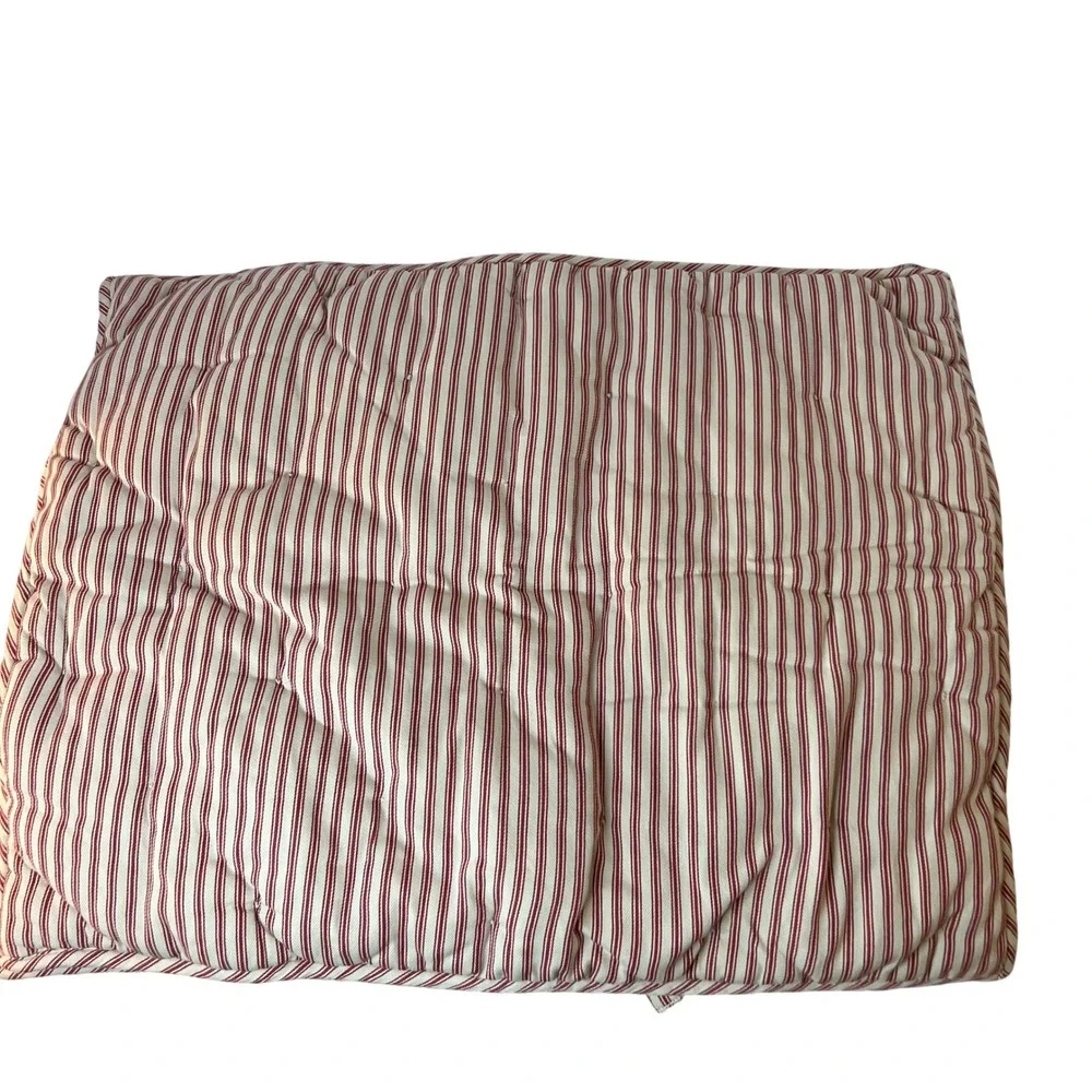 Pottery Barn Red‎ Ticking Stripe Quilted Standard Pillow Sham Cotton Tie Back